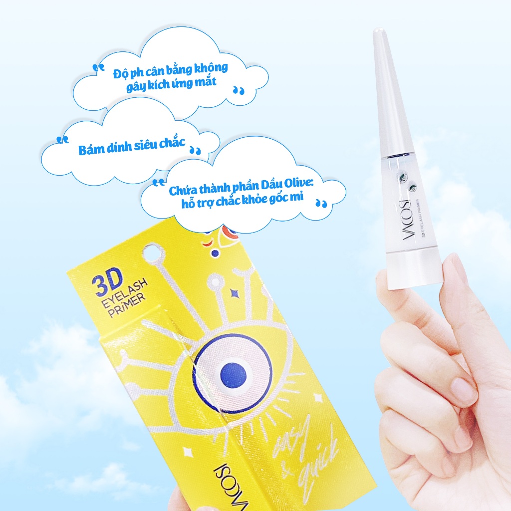 Keo Dán Mi Giả VACOSI Phiên Bản Ngọc Trai 8mL Kèm Cọ - Eyelash 3D Primer