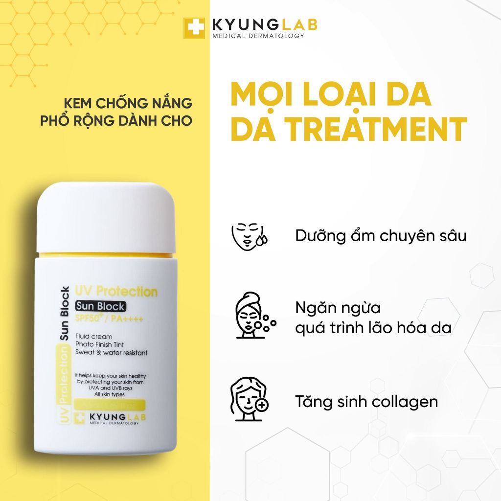 Kem chống nắng KyungLab UV Protection SPF50+ PA++++ không bóng nhờn chống thấm nước cả da nhạy cảm 6 màng lọc - 50ml