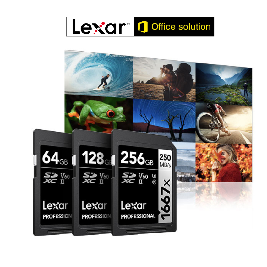 Thẻ nhớ máy ảnh/ máy quay Lexar 1667x SDXC UHS-II Professional SILVER Series 64GB/ 128GB/ 256GB, tốc độ đọc 250Mb/s