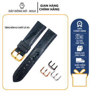 Dây đồng hồ da đà điểu thật cao cấp khóa cài nhiều size 6,8,10,12,13,14,15,16,17,18,19,20,21,22,24,26,28,30