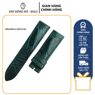 Dây đồng hồ da đà điểu thật cao cấp khóa cài thép size 6,8,10,12,13,14,15,16,17,18,19,20,21,22,24,26,28,30