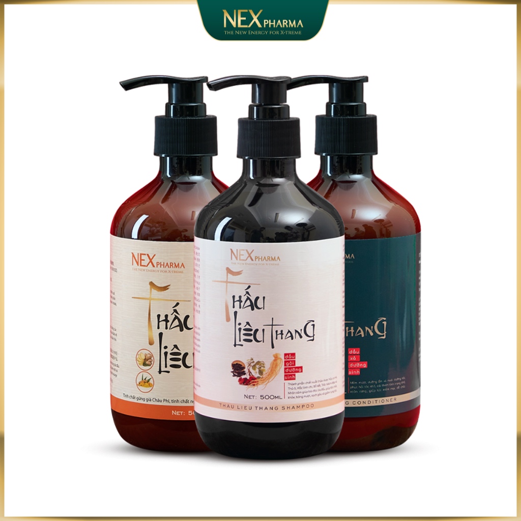 Thấu Liêu Thang 500ml combo 3 dầu Gội, Xả, Ủ Gừng Thảo mộc chuyên dụng cho tóc bết, rụng