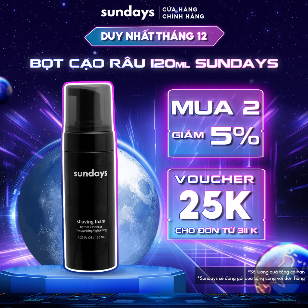 Bọt Cạo Râu cho Nam Sundays dịu nhẹ, dưỡng ẩm hương nước hoa 120ml