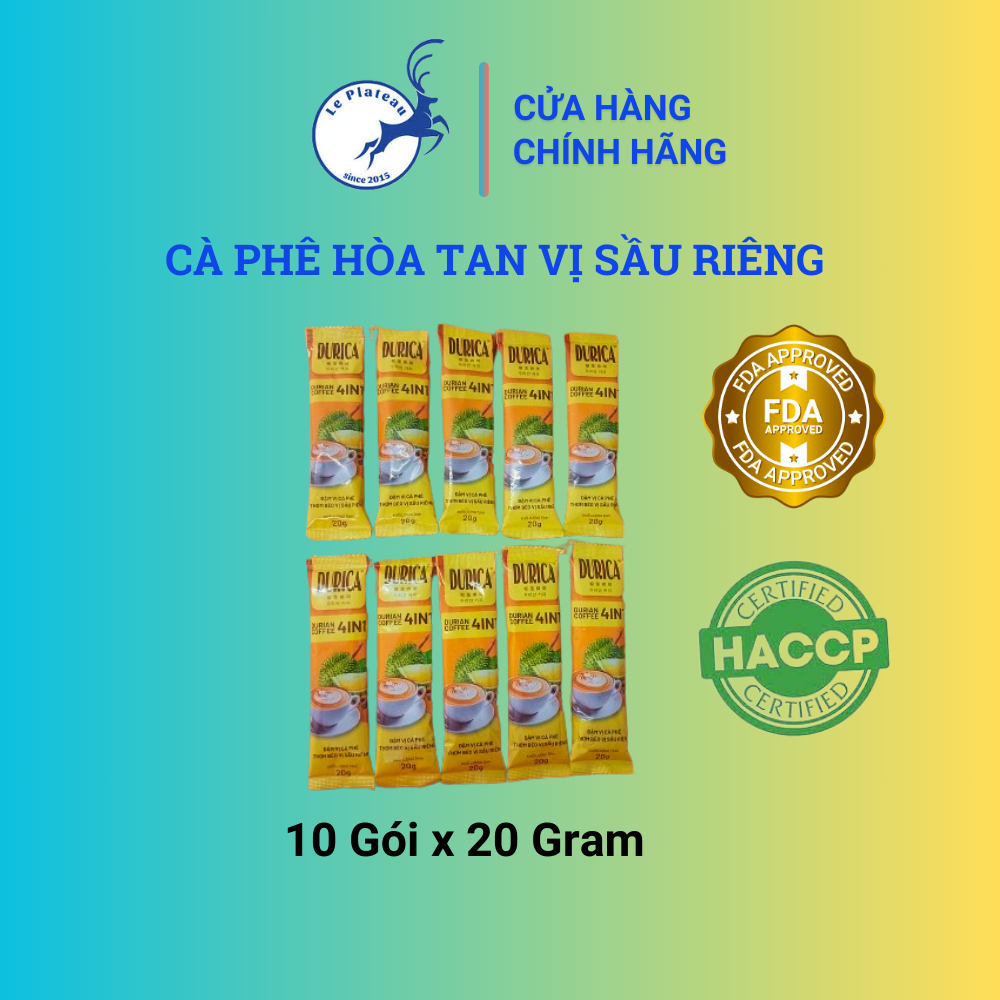 10 Gói Nhỏ Cà Phê Sầu Riêng Cà Phê Loại ĐẶC BIỆT THƠM NGON TIỆN LỢI - DURICA - LE PLATEAU COFFEE