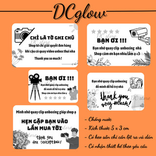 Set 50 tem dán quay video mở hàng có keo dán, size 5x3cm, sticker niêm phong có keo dán túi giấy, thùng carton, gói hàng