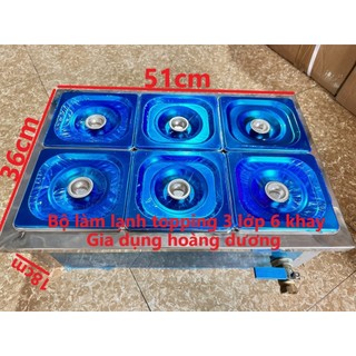 Bộ làm lạnh topping loại 6 khay nắp inox