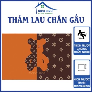 Thảm lau chân Silicon hình Gấu phòng tắm, trải sàn siêu thấm hút nước chống trơn trược tramanhshop