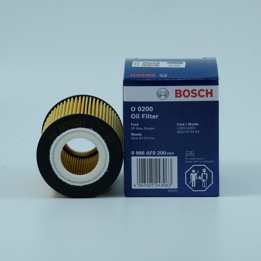 Lọc Nhớt Động Cơ - Lọc Giấy BOSCH O 0200 Cho Xe Ranger Raptor 2.0 (19 -), Ranger 2.2/3.2 (13 - 18), Everest 2.0 (22 -)..