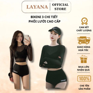 Bikini, Đồ bơi nữ set bơi 3 mảnh dài tay LAYANA croptop chống nắng cao cấp phong cách hàn quốc đi biển nữ_LAYANA Store