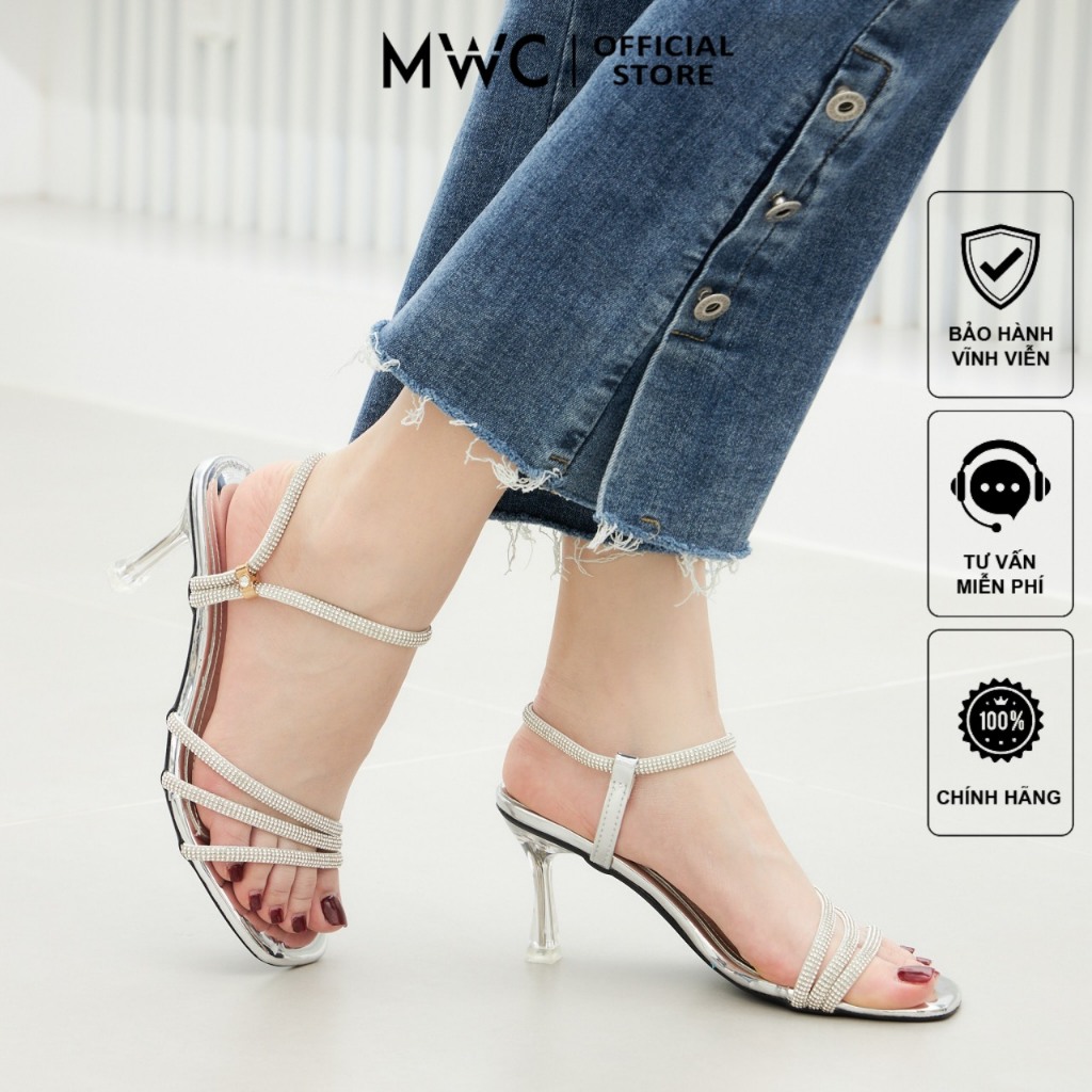 Giày Cao Gót MWC 4450 - Giày Cao Gót Quai Mảnh Đính Đá Sang Chảnh