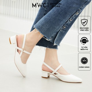 Giày Cao Gót MWC 3726 - Giày Cao Gót Da Quai Hậu Mũi Nhọn Phối Khóa Thanh Lịch