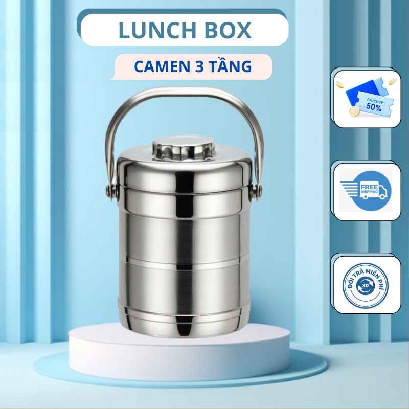 Cặp Lồng Inox 1.9L Hộp Đựng Cơm CàMên Đựng Canh Chất Liệu INOX Giữ Nhiệt Cao Cấp - hàng chất lượng