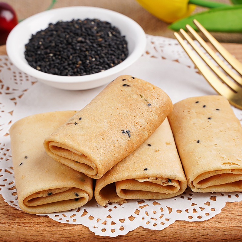 🌯🍳 Bánh cuộn trứng giòn vị Mè đen Weisiqi 208g - Đài Loan 🇹🇼