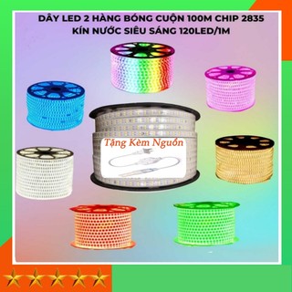 30m đèn led dây đôi 2835 tặng kèm nguồn màu xanh dương, xanh lá, trắng, vàng, đỏ trang trí hắt trần, nhà cửa, cảnh quan.