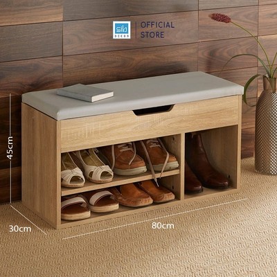 Kệ Giày Gỗ Đa Màu Sonoma Oak Có Ghế Bọc Nệm Dài 80cm SIB Decor TG13