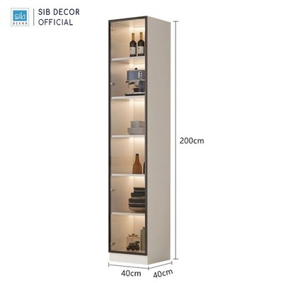 [Chỉ giao lắp tại TP.HCM] Tủ Gỗ Trưng Bày Cánh Kính Đèn LED Dài 40cm, Cao 200cm Rộng 40cm SIB Decor TCK01