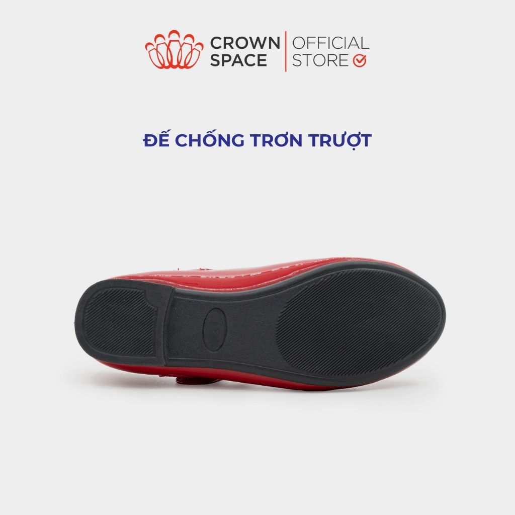 Giày Bệt Bé Gái Sang Chảnh Crown Space CRUK3163 Giày Búp Bê Trai Tim Quai Ngang Size 28-37 Có Chống Bàn Chân Bẹt