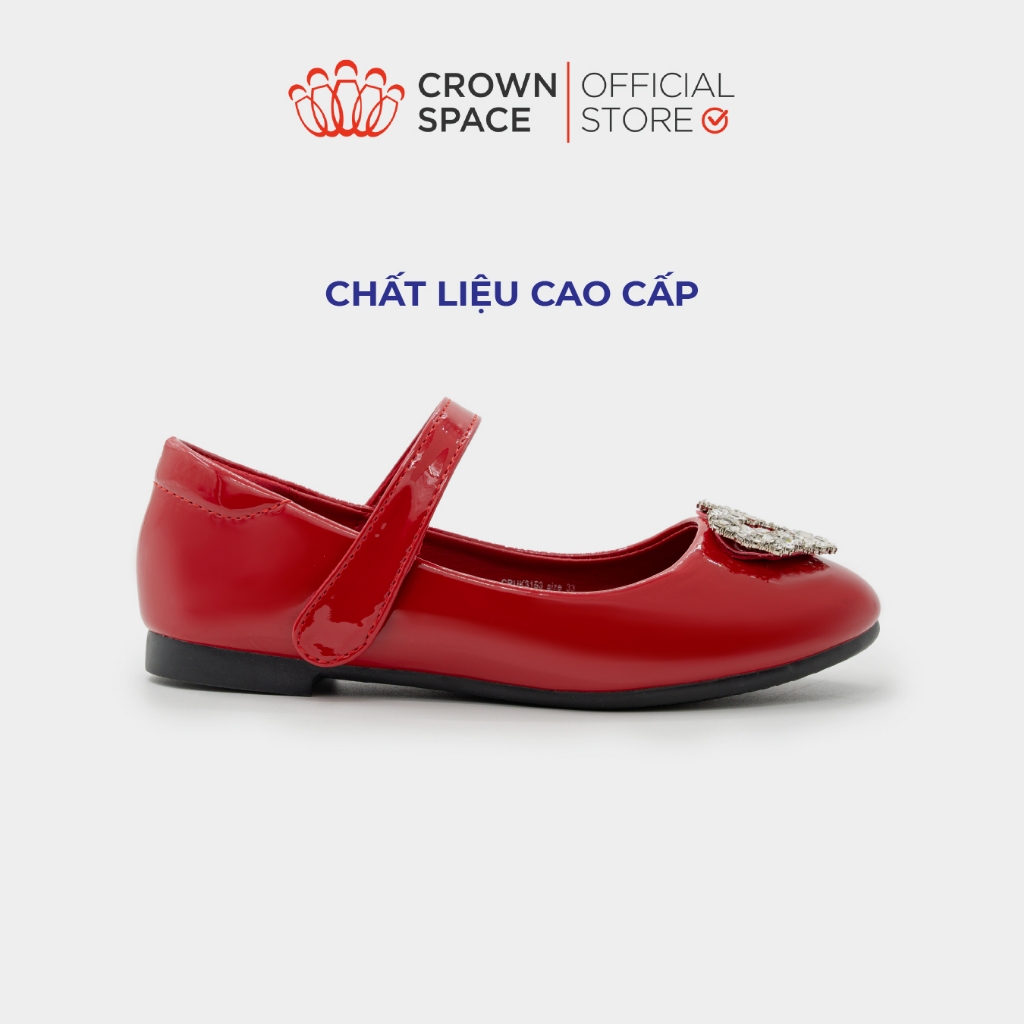 Giày Bệt Bé Gái Sang Chảnh Crown Space CRUK3163 Giày Búp Bê Trai Tim Quai Ngang Size 28-37 Có Chống Bàn Chân Bẹt