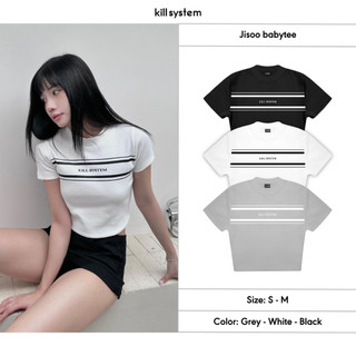 Áo croptop Killsystem Jisoo tay ngắn hình in chất thun co giãn
