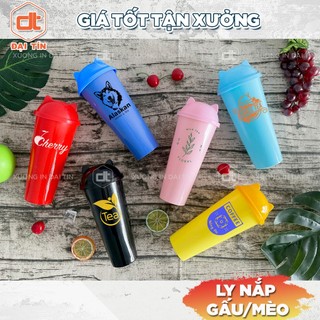 Set 50 ly/cốc nắp gấu/nắp mèo 700ml cùng màu, nhựa cứng cao cấp, ly cà phê, trà sữa.