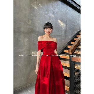 🍒Đầm xanh trễ vai nút ngọc