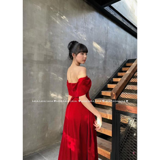 🍒Đầm xanh trễ vai nút ngọc