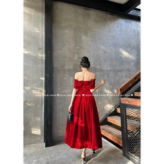 🍒Đầm xanh trễ vai nút ngọc