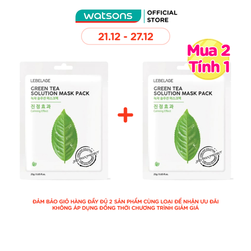 Mặt Nạ Lebelage Green Tea Solution Mask Pack Calming Effect Chiết Xuất Trà Xanh 25g