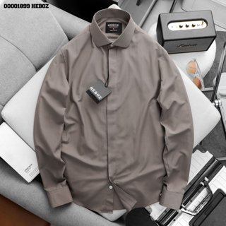 [HẾN STORE MENSWEAR] Áo sơ mi giấu cúc, áo sơ mi nam vải dệt trơn Heboz 6M - 00001899