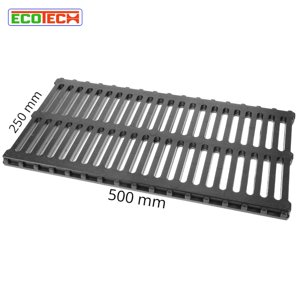 NẮP KÊNH THOÁT NƯỚC HDPE 2 kích thước 200x20x500 và 250x20x500: Tải trọng 3 tấn, kết cấu chắc chắn, chống trơn trượt.