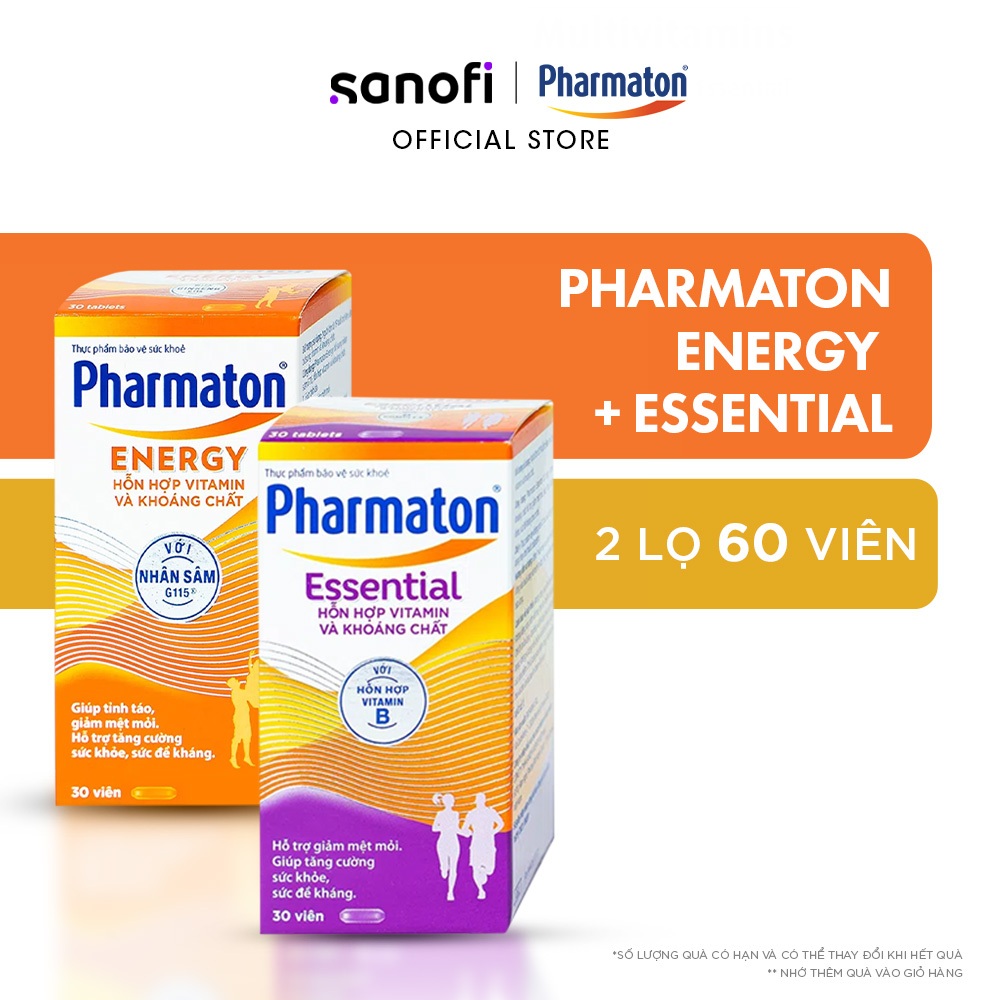 Bộ 2 Lọ Thực Phẩm Bảo Vệ Sức Khỏe Pharmaton Energy + Essential 30 Viên/Lọ