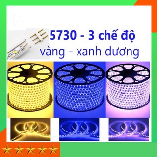 Đèn LED dây 5730 đổi màu 3 chế độ vàng-dương-tím trang trí hắt sáng đồ nội thất, hắt trần (chưa bao gồm nguồn nối 220V)