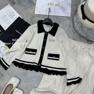 Set ngủ len lông thỏ miuiu viền bèo dáng xuông