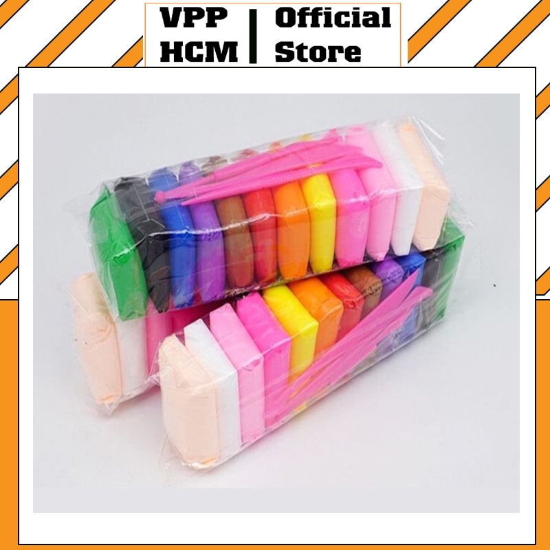 Đất sét khô 12 màu, Đất sét nặn tự khô 12 màu Nhật Bản cao cấp không dính tay, không bị nhão