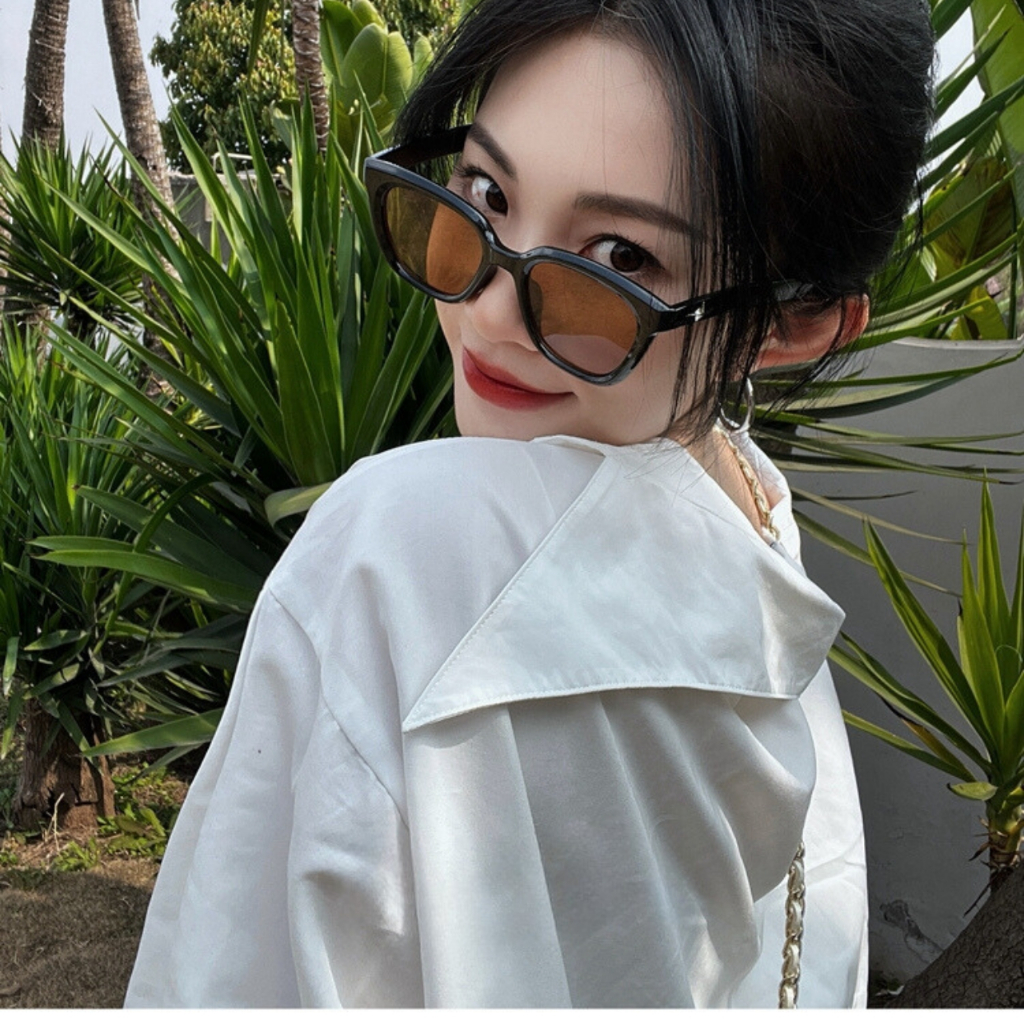 Kính râm nam nữ gọng vuông chống tia uv SUN.STATION, Kính mát đen ngầu hot trend chắn bụi, mang đi đường, đi biển - REMI