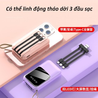 Sạc dự phòng mini MT68 20000mAh 10000mAh sạc nhanh pin mini dung lượng lớn có sẵn dây sạc nhiều điện thoại – XY68