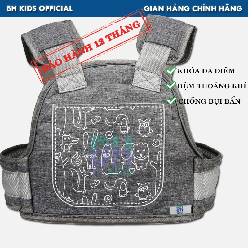 Đai đi xe máy an toàn cho bé từ 1 đến 10 tuổi BH Kids, chống bụi bẩn, thoáng khí, chắc chắn, phát sáng ban đêm - CH66
