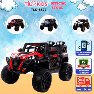 Xe oto điện trẻ em cao cấp 4 động cơ TILO KIDS TLK-5577 2 chỗ ngồi cho bé có bánh cao su, ghế da, hệ thống giảm sốc