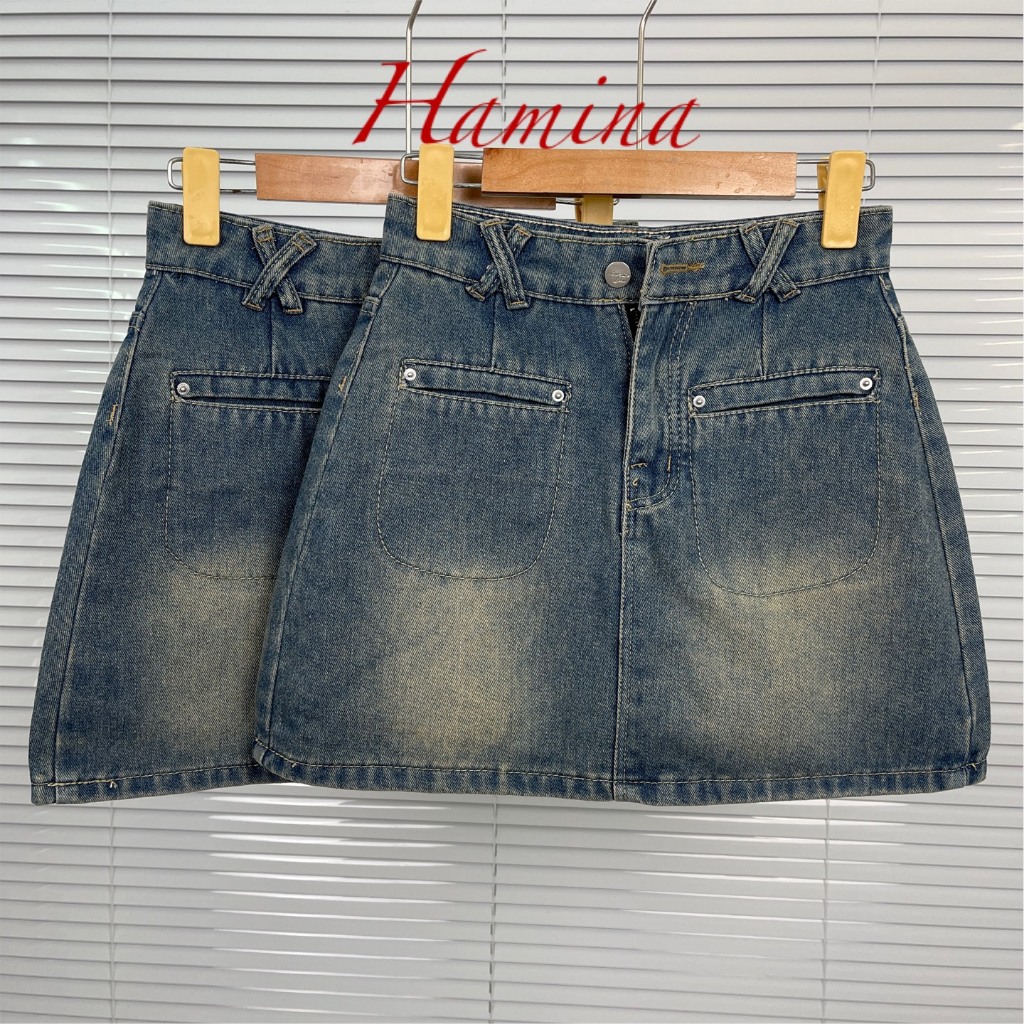 Chân Váy Jeans Dáng Ngắn Hamina, Váy Jean Nữ Đai X Hàng Xuất Khẩu 3 size SML