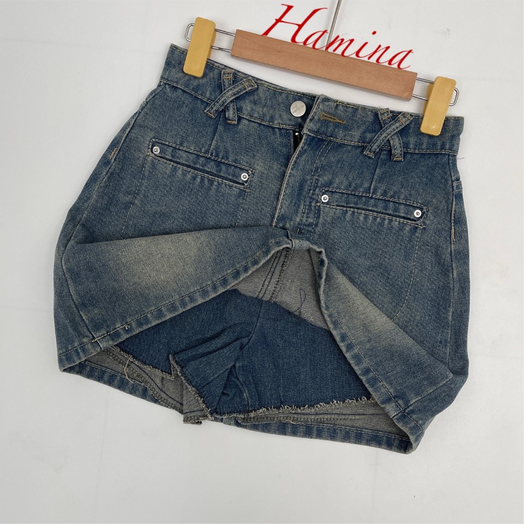 Chân Váy Jeans Dáng Ngắn Hamina, Váy Jean Nữ Đai X Hàng Xuất Khẩu 3 size SML