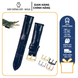 Dây đồng hồ da cá sấu thật cao cấp khóa cài nhiều size 6,8,10,12,13,14,15,16,17,18,19,20,21,22,24,26,28,30