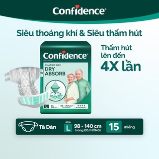 Tã/bỉm dán người lớn Confidence M15 , L15 - siêu thấm hút và thoáng khí