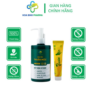 COMBO Sữa Tắm Dưỡng Ẩm Da Và Kem Bôi Da Thuần Mộc  Ngừa Rôm Sảy Làm Sạch Nhẹ Nhàng Thơm Dịu Mát Da