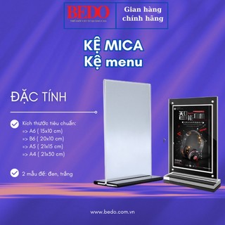 Kệ menu, bảng menu mica A4, A5, A6 để bàn, mica trong suốt, mica để bàn, bảng giá mica, kệ thông tin sản phẩm nhiều mẫu