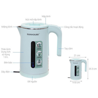 Ấm đun siêu tốc sunhouse 1,8l