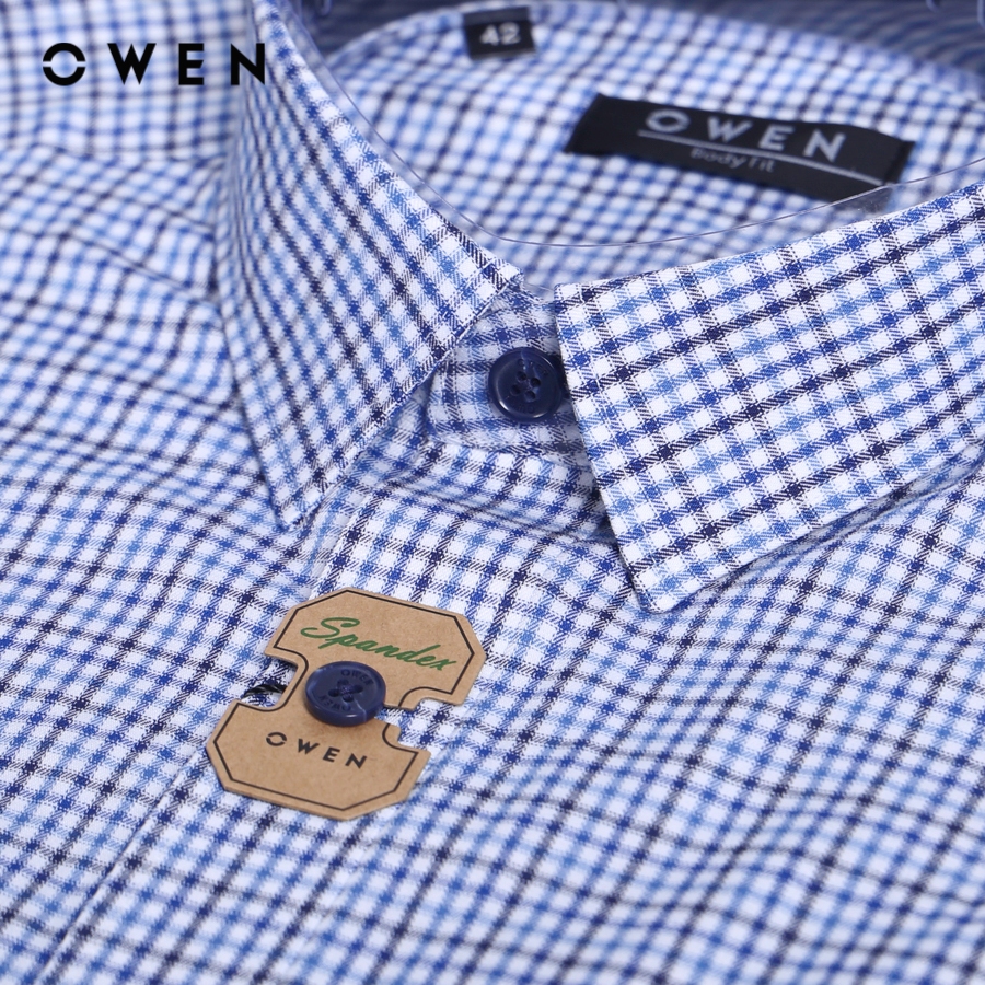 OWEN - Áo sơ mi ngắn tay Body Fit màu Xanh chất liệu Bamboo - AB230614NT