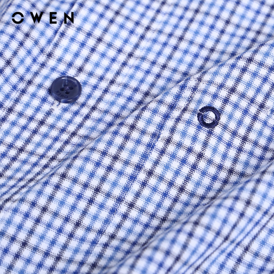 OWEN - Áo sơ mi ngắn tay Body Fit màu Xanh chất liệu Bamboo - AB230614NT