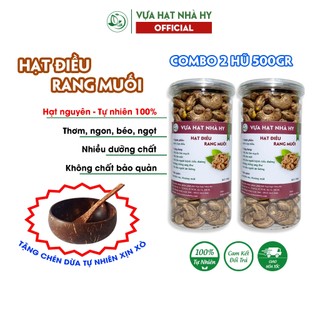 Tặng gáo dừa - combo 2 hũ 500gr hạt điều rang muối vỏ lụa - hạt điều rang muối nguyên lụa cao cấp ngon, thơm, bùi