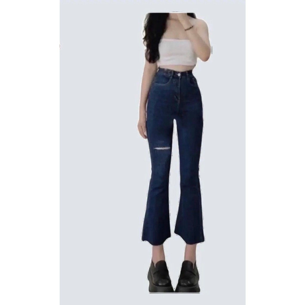 Quần jeans ống ĐỨNG RÁCH 2 màu cạp cao tôn dáng .