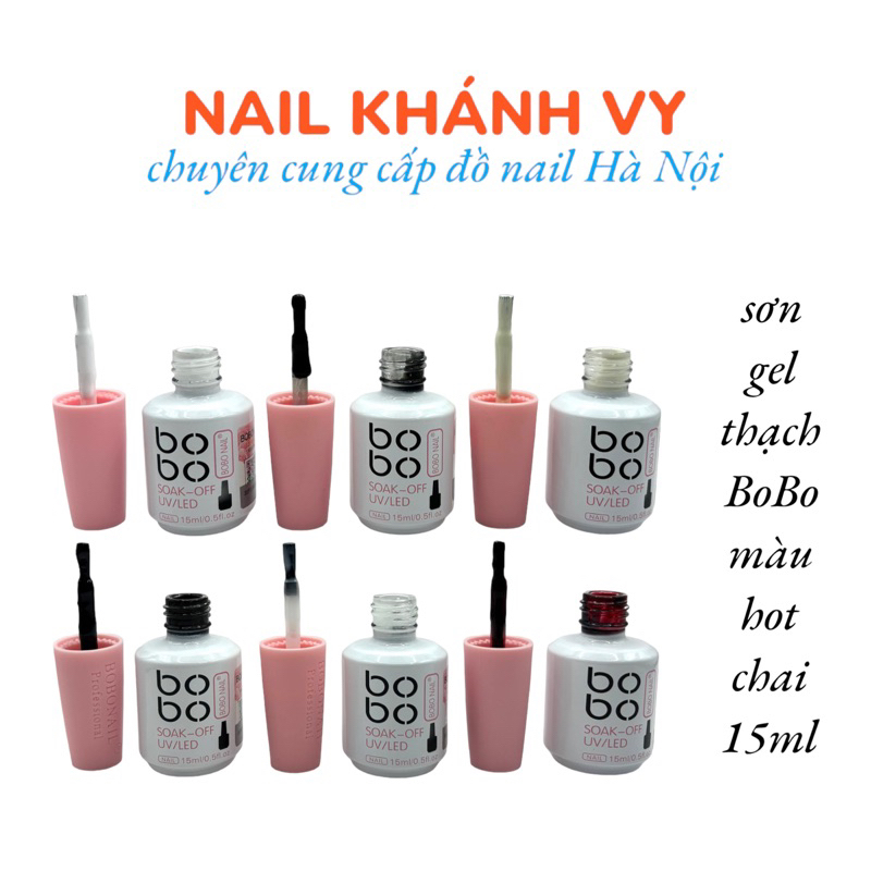 sơn gel thạch BoBo màu đỏ rượu vang , màu hot cơ bản chai 15ml làm móng NAIL KHANH VY